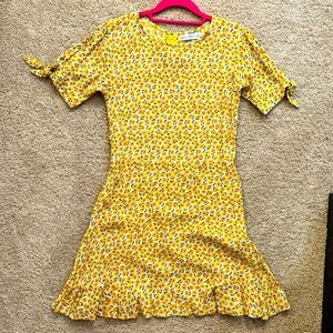 Anthropologie yellow flower mini dress